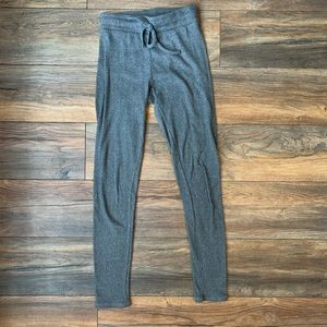 Gray ribbed tie waist leggings